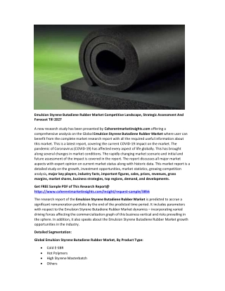 Emulsion Styrene Butadiene Rubber Market