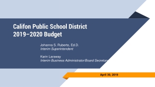 Califon Public School District 2019–2020 Budget