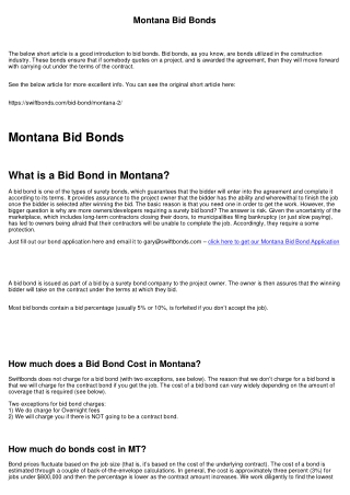 Montana Bid Bonds