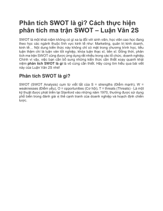 Phân tích SWOT là gì? Cách thực hiện phân tích ma trận SWOT - Luận Văn 2S