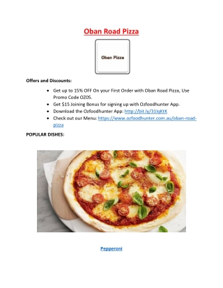 15% Off - Oban Road Pizza Restaurant Menu in Ringwood, VIC.