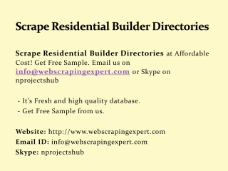 Scrape Residential Builder Directories