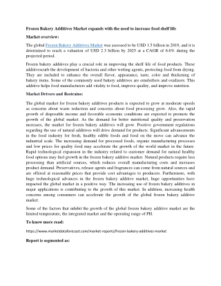 Europe is likely to emerge as a leader in Global Frozen Bakery Additives Market