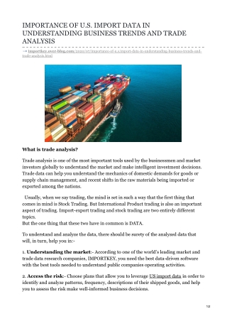 Importance of U.S. Import data in understanding business trends and Trade analysis