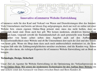 Innovative eCommerce Website Entwicklung