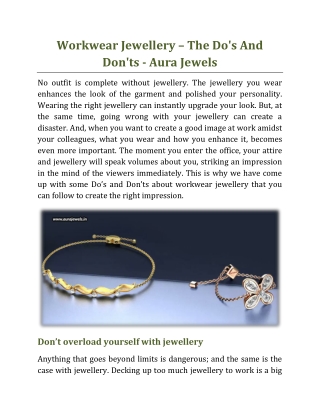 Workwear Jewellery _ The Do's And Don'ts - Aura Jewels