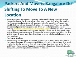 Packers And Movers Bangalore Do Shifting To Move To A New Location