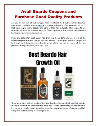 Avail Beardo Coupons and Purchase Good Quality Products