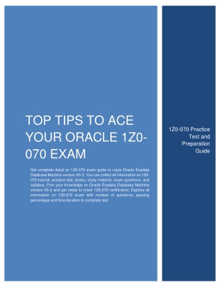 [USEFUL] Top Tips to Ace Your Oracle 1Z0-070 Exam