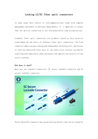 Locking LC/SC Fiber Optic Connectors