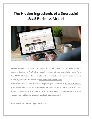 The Hidden Ingredients of a Successful SaaS Business Model