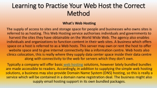 Learning to Practise Your Web Host the Correct Method