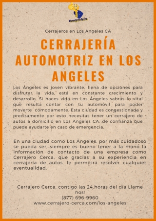 Cerrajero para carros en Los Angeles California