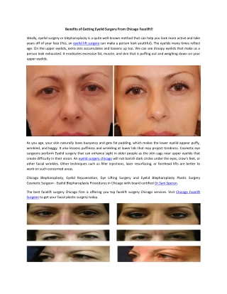 Benefits of Getting Eyelid Surgery From Chicago Facelift
