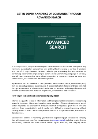 Use advanced search for finding information on targeted company data