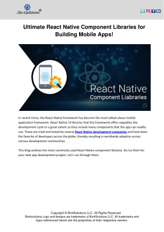 Ultimate React Native Component Libraries for Building Mobile Apps!
