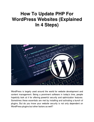 How To Update PHP For WordPress Websites (Explained In 4 Steps)
