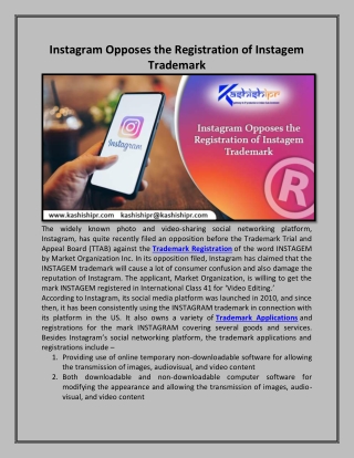 Instagram Opposes the Registration of Instagem Trademark