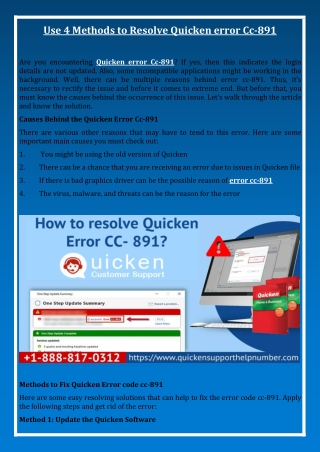 Use 4 Methods to Resolve Quicken error Cc-891