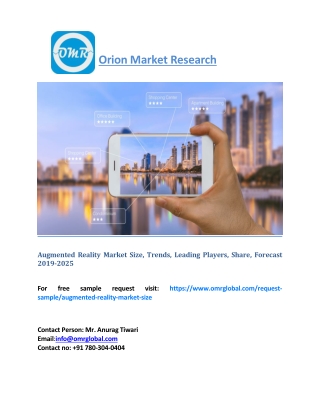 Augmented Reality Market Size, Trends, Leading Players, Share, Forecast 2019-2025