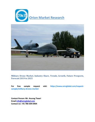 Military Drone Market, Industry Share, Trends, Growth, Future Prospects, Forecast 2019 to 2025