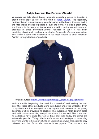 Ralph Lauren: The Forever Classic!