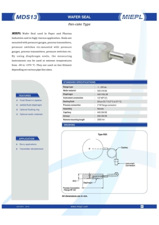 MDS13 Wafer Seal - Pan-cake Type - Fabricated | MIEPL