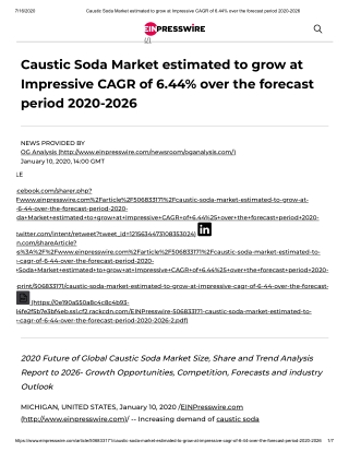 2020 Future of Global Caustic Soda Market Size, Share and Trend Analysis Report to 2026