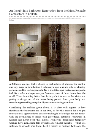 An Insight into Bathroom Renovation from the Most Reliable Contractors in Kolkata