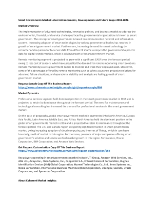 Smart Governments Market Latest Advancements, Developments and Future Scope 2018-2026