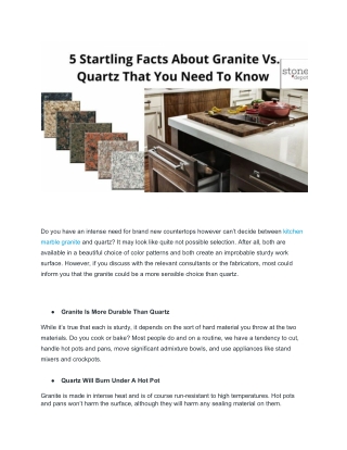 5 Startling Facts About Granite vs. Quartz That You Need To Know