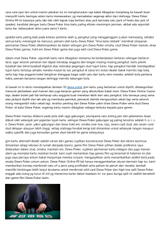 Seperti Apa Antum Sanggup Memastikan Lokasi Dewa Poker Online Cc Terbaik?