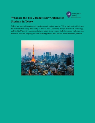 What are the Top 2 Budget Stay Options for Students in Tokyo