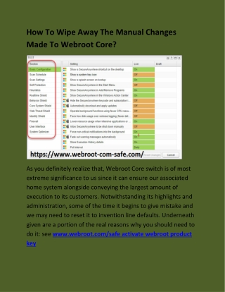 How To Wipe Away The Manual Changes Made To Webroot Core?