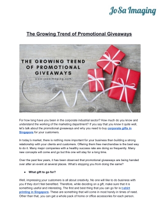 The Growing Trend of Promotional Giveaways