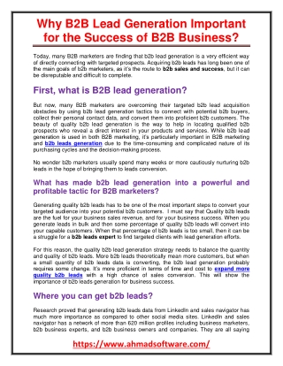 Why b2b lead generation is important for the success of b2b business