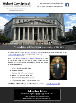 Probate, Estate and Guardianship Legal Services in New York