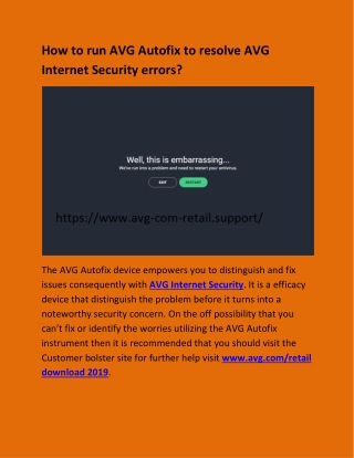 How to run AVG Autofix to resolve AVG Internet Security errors?