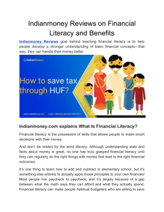 Indianmoney Reviews on Financial Literacy and Benefits