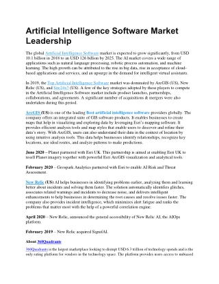 ARTIFICIAL INTELLIGENCE SOFTWARE MARKET LEADERSHIP