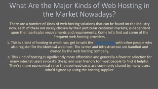 What Are the Major Kinds of Web Hosting in the Market Nowadays?