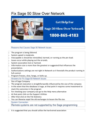 Fix Sage 50 Slow Over Network