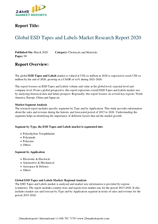 ESD Tapes and Labels Market Research Report 2020