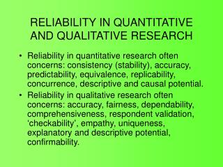 validity and reliability in quantitative research ppt