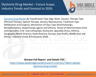 Dystonia Drug Market – Future Scope, Industry Trends and Forecast to 2026