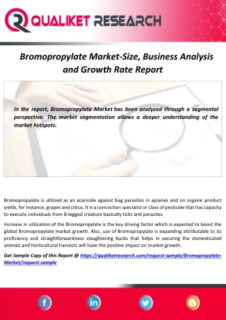 Global Bromopropylate Market Global Industry trend, Business Analysis, Top competitors, Application and Growth Rate Repo