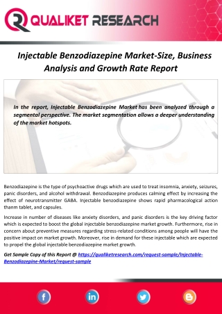 Global Injectable Benzodiazepine Market Top Competitors, Application, Price Structure, Cost Analysis, Regional Growth