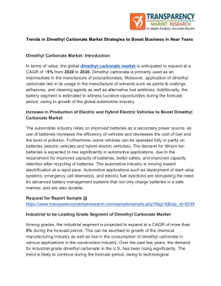 Trends in Dimethyl Carbonate Market With Strategic Analysis of Key Companies