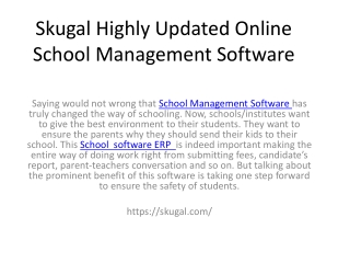 Skugal Highly Updated Online School Management Software