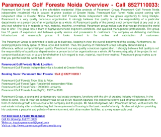 Paramount Golf Foreste Noida @ 8527110033